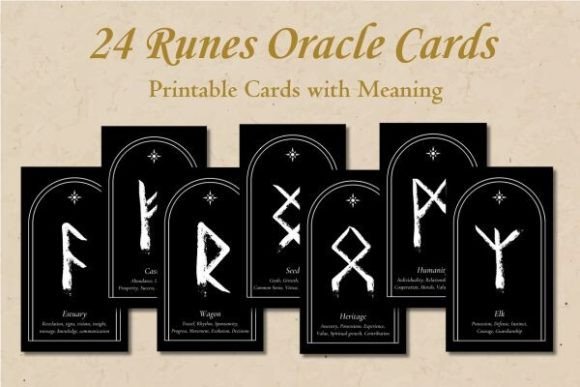 Download Runes Symbols Oracle Cards (Black&amp;White) - Premium Resources