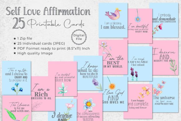 Download Self Love Quotes Printable Cards - Premium Bundle