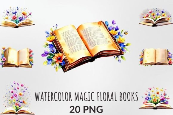 Download Watercolor Magic Floral Books Clipart - Premium Resources