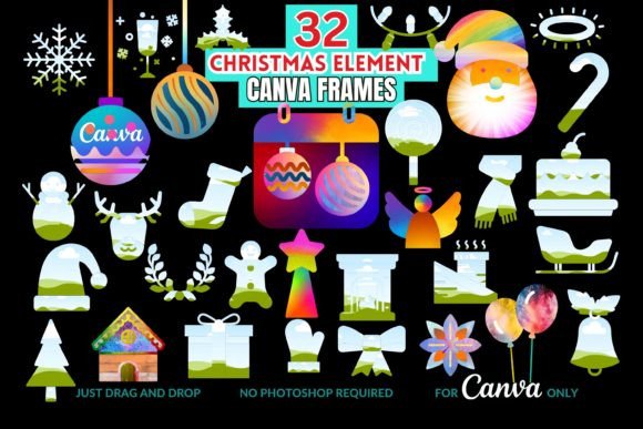 Download Christmas Canva Frames Digital Template - Digital template Collection