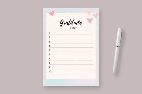 Download Gratitude List Digital Template PDF, JPG - Digital template Collection