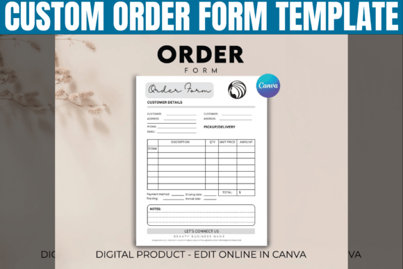Download Custom Order Form Canva Template - Custom order Collection