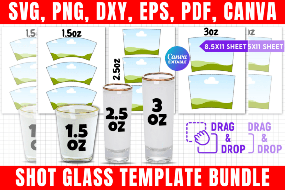 Download Shot Glass Canva Template Bundle - Shot glass Collection